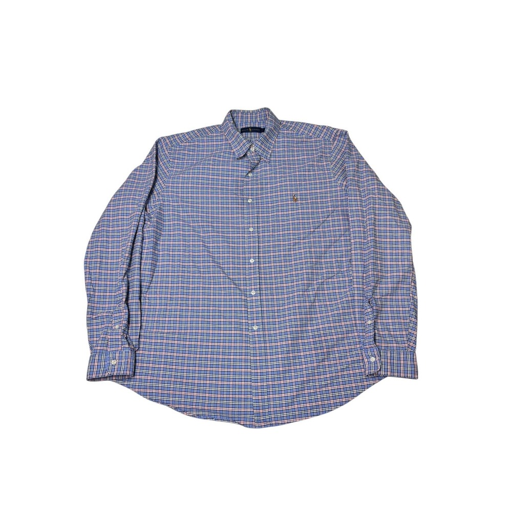 Ralph Lauren Mens Plaid Button Down Shirt Long Sleeve Polo Player Logo Size XXL